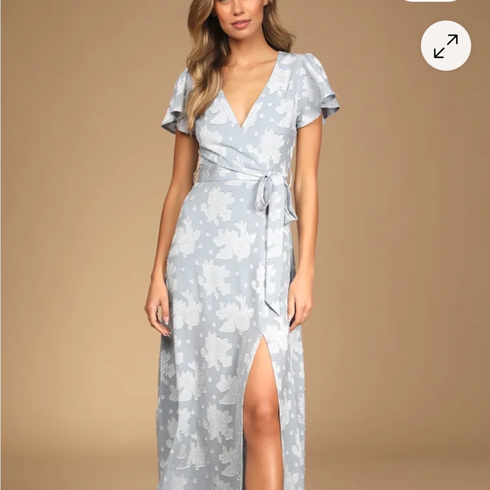 Lulu's Light Blue Floral Maxi Dress